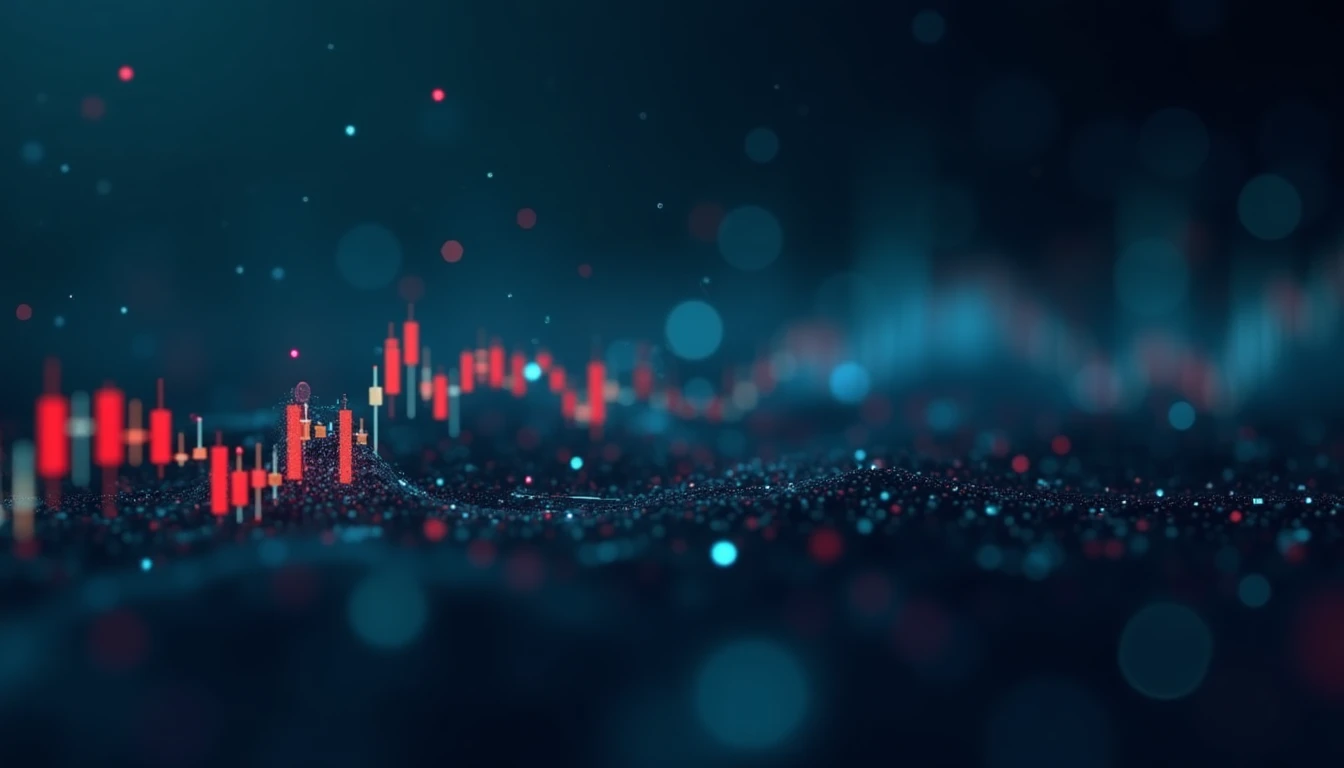 Grafische Darstellung eines Algorithmus, der Datenströme filtert und in profitable Handelssignale umwandelt, dargestellt in einem minimalistischen Stil